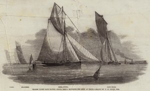 Thames Yacht Club Match, Prima Donna rounding the Buoy at Erith by Nicholas Matthews Condy